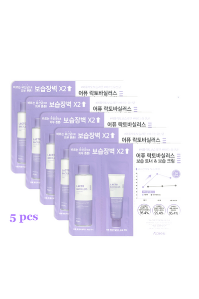 A'PIEU Lactobacillus Moisturizing Sample Set Toner + Cream *5 pcs