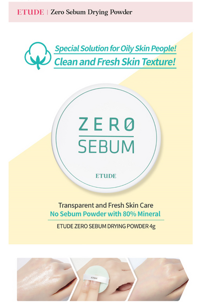 ETUDE HOUSE Zero Sebum Powder 4g NEW (Oil Control Loose Setting Powder)