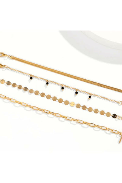 4Pcs/Set Sequins Bead Tassel Pendant Toggle Lasso Bracelets