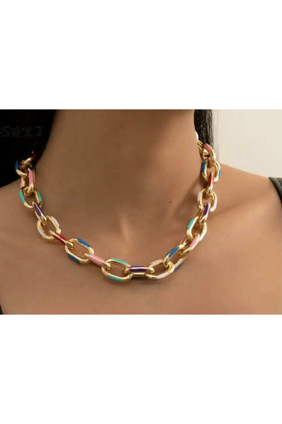 Chunky Thick Aluminium Curb Chain Choker Necklace