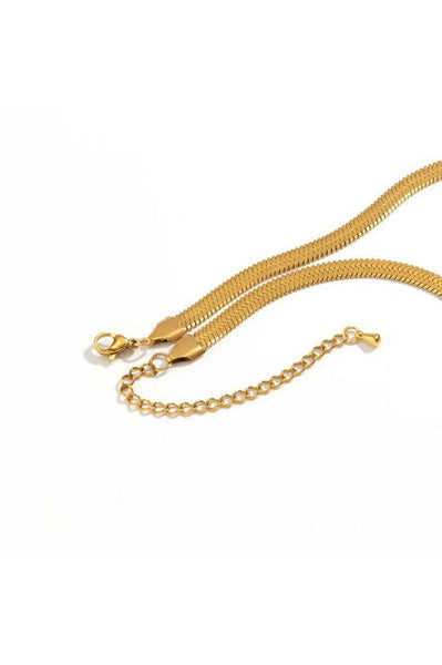 Short Choker Necklace Collar Flat Blade Snake Chain