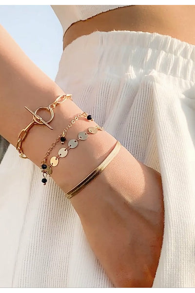 4Pcs/Set Sequins Bead Tassel Pendant Toggle Lasso Bracelets