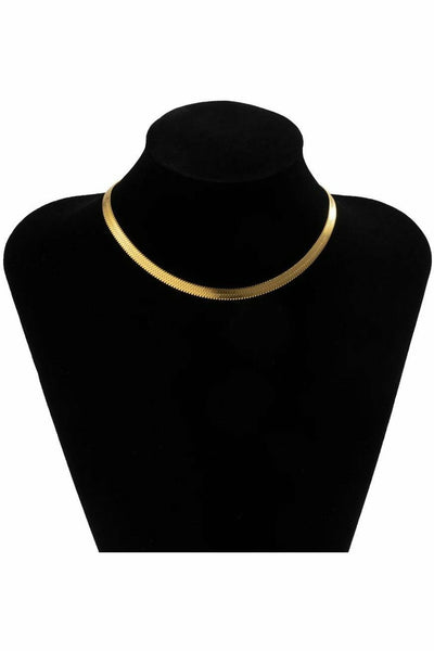 Short Choker Necklace Collar Flat Blade Snake Chain