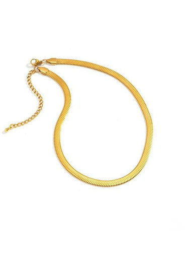 Short Choker Necklace Collar Flat Blade Snake Chain
