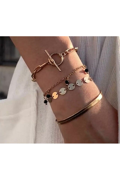 4Pcs/Set Sequins Bead Tassel Pendant Toggle Lasso Bracelets