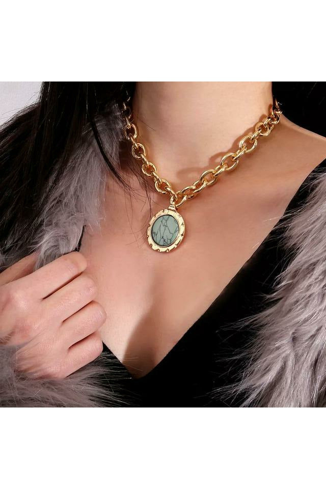 Green stone chain on sale necklace