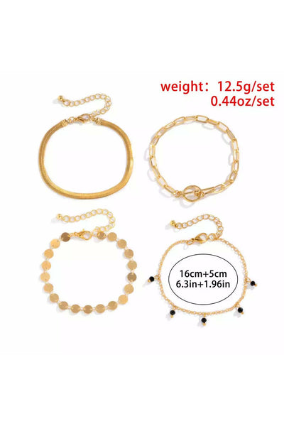 4Pcs/Set Sequins Bead Tassel Pendant Toggle Lasso Bracelets