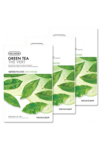 THE FACE SHOP Real Nature Green Tea Hydrating Mask *3 pcs