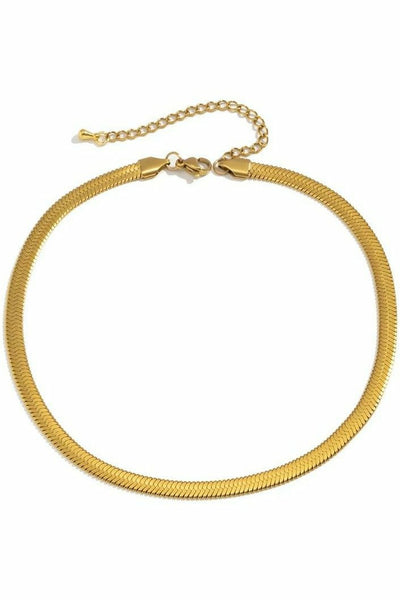 Short Choker Necklace Collar Flat Blade Snake Chain